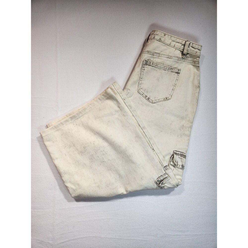 American Bazi Womens Cargo Ankle Pants Size M Off White Cream Utility Wide Leg - Picture 3 of 10